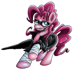 Size: 911x877 | Tagged: safe, artist:xioade, imported from derpibooru, pinkie pie, clothes, female, goatee, leather jacket, mask, solo