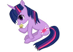 Size: 2273x1625 | Tagged: safe, artist:suntwirler, imported from derpibooru, twilight sparkle, eating, female, muffin, sitting, solo