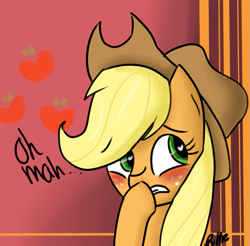 Size: 773x760 | Tagged: safe, artist:8-blit-poni, imported from derpibooru, applejack, blushing, female, solo