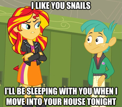 Size: 625x551 | Tagged: safe, edit, edited screencap, imported from derpibooru, screencap, snails, sunset shimmer, equestria girls, equestria girls (movie), cropped, image macro, shipping