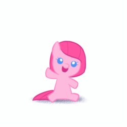 Size: 500x500 | Tagged: safe, artist:apzzang, imported from derpibooru, pinkie pie, animated, ask-grow-pinkie, blinking, cute, cuteamena, daaaaaaaaaaaw, diapinkes, female, filly, foal, hnnng, looking at you, open mouth, pinkamena diane pie, sitting, smiling, solo, waving, younger