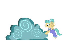 Size: 1024x750 | Tagged: dead source, safe, artist:the-crystal-rarity, imported from derpibooru, sunshower raindrops, alternate hairstyle, clothes, cloud, dress, female, simple background, solo, transparent background