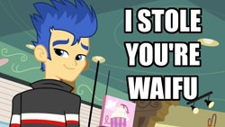 Size: 1440x810 | Tagged: safe, edit, edited screencap, imported from derpibooru, screencap, flash sentry, equestria girls, equestria girls (movie), exploitable meme, grammar error, male, solo, waifu, waifu thief