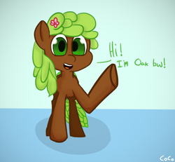 Size: 1496x1382 | Tagged: safe, artist:coco, imported from derpibooru, oc, oc only, oc:oak bud, earth pony, pony, flower, solo