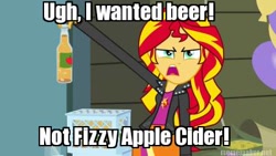 Size: 400x225 | Tagged: safe, edit, edited screencap, imported from derpibooru, screencap, sunset shimmer, equestria girls, equestria girls (movie), apple cider, female, image macro, meme, solo