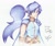 Size: 1604x1340 | Tagged: safe, artist:nayaasebeleguii, imported from derpibooru, princess luna, human, alternate hairstyle, female, humanized, ponytail, simple background, smiling, solo, traditional art