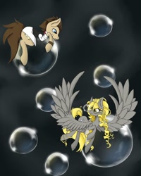 Size: 1200x1500 | Tagged: safe, artist:chappy34, imported from derpibooru, derpy hooves, doctor whooves, time turner, pegasus, pony, bubble, female, mare