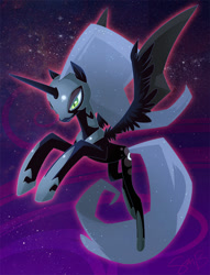 Size: 765x1000 | Tagged: safe, artist:sambragg, imported from derpibooru, nightmare moon, alicorn, pony, female, flying, mare, solo