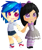 Size: 1316x1550 | Tagged: safe, artist:puffleduck, imported from derpibooru, dj pon-3, octavia melody, vinyl scratch, human, chibi, converse, humanized, shoes