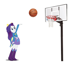 Size: 1200x1000 | Tagged: safe, artist:glitchking123, edit, imported from derpibooru, rarity, equestria girls, equestria girls (movie), basketball, boots, fake ears, female, helping twilight win the crown, high heel boots, pony ears, rarity elegant pose, rubber boots, shoes, simple background, solo, white background, wondercolts uniform