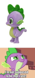 Size: 426x944 | Tagged: safe, imported from derpibooru, spike, dragon, build-a-bear, cute, i'm not cute, image macro, irl, photo, plushie, show accurate, spikabetes, spike plushie