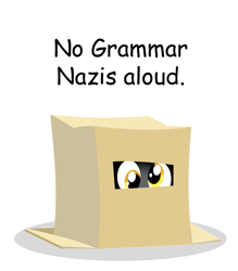 Size: 503x573 | Tagged: safe, artist:cooltomorrowkid, imported from derpibooru, derpy hooves, box, comic sans, female, gameloft, irony, solo, text