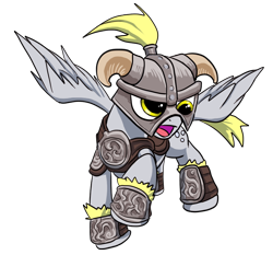 Size: 814x759 | Tagged: safe, artist:desert-sage, imported from derpibooru, derpy hooves, pegasus, pony, armor, dovahkiin, female, helmet, horned helmet, mare, skyrim, solo, the elder scrolls