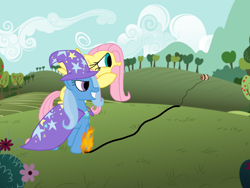 Size: 1024x768 | Tagged: safe, artist:biosonic100, imported from derpibooru, fluttershy, trixie, explosives