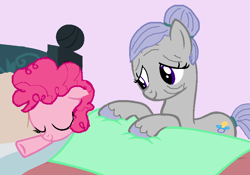 Size: 836x584 | Tagged: safe, artist:rulafur, imported from derpibooru, granny pie, pinkie pie, bed, duo, filly, younger