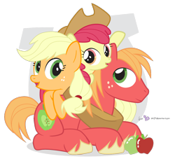 Size: 1080x980 | Tagged: safe, artist:dm29, imported from derpibooru, apple bloom, applejack, big macintosh, earth pony, pony, adorabloom, apple, apple siblings, applebetes, cute, food, jackabetes, julian yeo is trying to murder us, macabetes, male, simple background, stallion, transparent background, trio