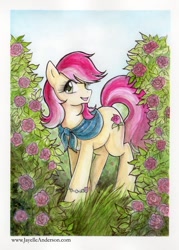 Size: 602x843 | Tagged: safe, artist:jayelle-anderson, imported from derpibooru, roseluck, female, flower, rose, solo