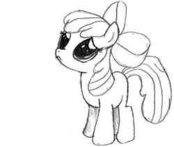 Size: 720x607 | Tagged: safe, artist:applejackfrost, imported from derpibooru, apple bloom, female, monochrome, solo