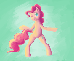 Size: 1280x1059 | Tagged: safe, artist:amnestie, deleted from derpibooru, imported from derpibooru, pinkie pie, pony, bipedal, heart, simple background, solo