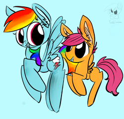 Size: 2100x2015 | Tagged: safe, artist:pikamenathedianepie, artist:sikipoko, imported from derpibooru, rainbow dash, scootaloo