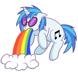 Size: 3000x3000 | Tagged: safe, artist:wolferahm, imported from derpibooru, dj pon-3, vinyl scratch, pony, unicorn, female, puking rainbows, rainbow, solo, vomit