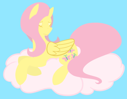 Size: 1685x1305 | Tagged: safe, artist:clair, imported from derpibooru, fluttershy, cloud, eyes closed, female, solo