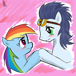 Size: 894x894 | Tagged: safe, artist:misamisa25, imported from derpibooru, rainbow dash, soarin', female, love, male, shipping, soarindash, straight