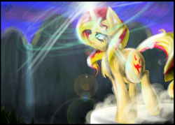 Size: 1890x1350 | Tagged: safe, artist:xxfirefoxwarriorxx, imported from derpibooru, sunset shimmer, pony, unicorn, female, magic, solo