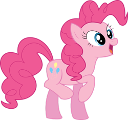 Size: 924x865 | Tagged: safe, artist:lightningbolt, imported from derpibooru, pinkie pie, earth pony, pony, female, happy, show accurate, simple background, solo, transparent background, vector