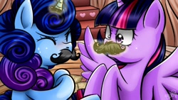 Size: 1366x768 | Tagged: safe, artist:princesssilverglow, imported from derpibooru, twilight sparkle, twilight sparkle (alicorn), oc, alicorn, pony, female, mare, moustache