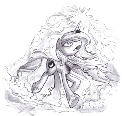 Size: 891x853 | Tagged: safe, artist:jowyb, artist:jowybean, imported from derpibooru, princess luna, female, monochrome, s1 luna, solo
