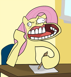 Size: 666x723 | Tagged: safe, imported from derpibooru, fluttershy, awkward zombie, faic, female, solo