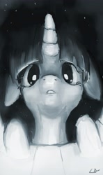 Size: 3042x5143 | Tagged: safe, artist:oblitor, imported from derpibooru, twilight sparkle, bust, monochrome, portrait, solo