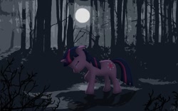 Size: 1280x800 | Tagged: safe, artist:fleeex, imported from derpibooru, twilight sparkle, crying, female, forest, night, solo