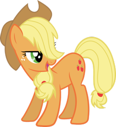 Size: 856x933 | Tagged: safe, artist:waranto, imported from derpibooru, applejack, bedroom eyes, female, hair over one eye, looking back, simple background, solo, transparent background, vector