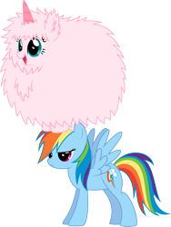 Size: 8000x10643 | Tagged: safe, artist:mactavish1996, imported from derpibooru, rainbow dash, oc, oc:fluffle puff, absurd resolution, pink fluffy unicorns dancing on rainbows, simple background, transparent background, vector