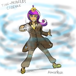 Size: 500x504 | Tagged: safe, imported from derpibooru, princess cadance, human, 30 minute art challenge, female, humanized, solo, sonic screwdriver, swapped cutie marks, time lady, time lord