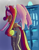 Size: 500x648 | Tagged: artist needed, safe, artist:penlink, imported from derpibooru, princess cadance, anthro, 30 minute art challenge, female, looking at you, looking back, looking back at you, solo, swapped cutie marks, tardis, time lady, time lord