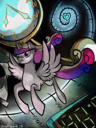 Size: 500x667 | Tagged: safe, artist:blindcoyote, imported from derpibooru, princess cadance, alicorn, pony, 30 minute art challenge, doctor who, solo, swapped cutie marks, time lady, time lord