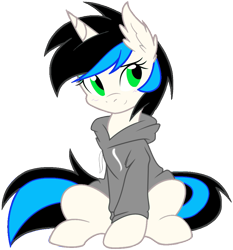 Size: 862x926 | Tagged: safe, artist:ambris, artist:tkchaos, imported from derpibooru, oc, oc only, pony, unicorn, clothes, hoodie, recolor, simple background, solo, transparent background, vector