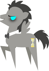 Size: 1792x2602 | Tagged: safe, artist:demonreapergirl, imported from derpibooru, doctor whooves, time turner, pegasus, pony, ask discorded whooves, bowtie, cutie mark, discord whooves, discorded, lineless, male, mouth hold, pointy ponies, race swap, raised hoof, simple background, solo, spread wings, stallion, transparent background, vector, wings