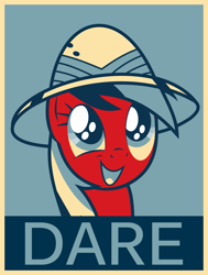 Size: 1789x2371 | Tagged: safe, artist:peora, imported from derpibooru, daring do, female, hat, hope poster, propaganda, shepard fairey, solo