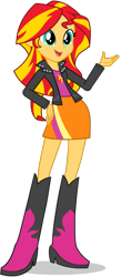 Size: 288x659 | Tagged: safe, imported from derpibooru, sunset shimmer, human, equestria girls, equestria girls series, friendship is magic, become an equestria girl, boots, clothes, cute, eqg promo pose set, female, hand on hip, happy, high heel boots, open mouth, open smile, shimmerbetes, shoes, simple background, smiling, solo, transparent background, vector, when she smiles