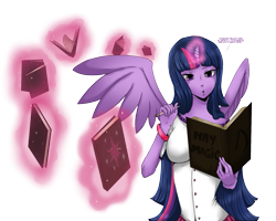 Size: 1725x1380 | Tagged: safe, artist:indie-punk, imported from derpibooru, twilight sparkle, human, book, female, horned humanization, humanized, magic, pony coloring, simple background, solo, transparent background, twilight sparkle (alicorn), winged humanization