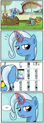 Size: 700x1933 | Tagged: safe, imported from derpibooru, applejack, princess celestia, snails, snips, trixie, comic, crossing the memes, exploitable meme, meh, meme, memeception, unimpressed trixie meme