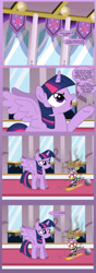 Size: 1050x3000 | Tagged: safe, artist:edowaado, imported from derpibooru, spike, twilight sparkle, alicorn, pony, ball and chain, clothes, comic, female, mare, noodle incident, prison outfit, prison stripes, spikeabuse, twilight sparkle (alicorn), vector