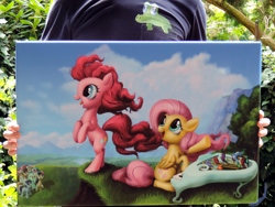 Size: 4200x3150 | Tagged: safe, artist:deathpwny, imported from derpibooru, fluttershy, pinkie pie, canvas, duo, painting