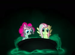 Size: 1988x1465 | Tagged: safe, artist:verypen, imported from derpibooru, fluttershy, pinkie pie, smooze, smooze (g1), friendship is witchcraft, cauldron, duo, g1