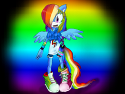 Size: 673x507 | Tagged: safe, artist:dazoe4711, imported from derpibooru, rainbow dash, anthro, female, solo, sonic the hedgehog (series)