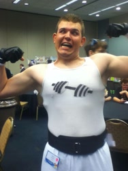 Size: 720x960 | Tagged: safe, artist:bigtuna6501, imported from derpibooru, bulk biceps, human, cosplay, irl, irl human, mid west brony fest, photo